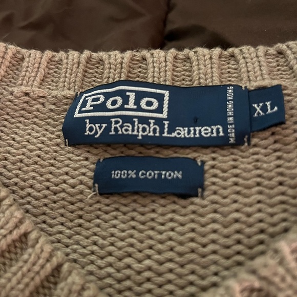 Polo Ralph Lauren classic tan v-neck sweater men’s XL - Picture 3 of 3